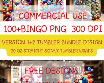 Bingo Tumbler Wrap Bundle PNG, Bingo Bundle 20 oz Skinny Tumbler Sublimation Design, Sofortiger Download, InstantTumblerArt, Skinny Tumbler PNG