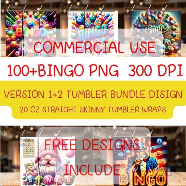 Bingo Tumbler Wrap Bundle PNG, Bingo Bundle 20 oz Skinny Tumbler Sublimation Design, Instant Download, InstantTumblerArt, Skinny Tumbler PNG