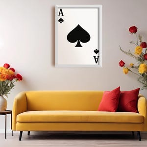 Minimalist Ace of Spades Wall Art – Black and White Playing Card Poster, Poker Room Decor, Bold Printable Card Design, 3:4 Canvas Print