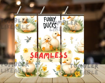 Funny Ducks 20oz Skinny Tumbler Wrap, Sublimation Design, Digital Download PNG, Farm Life Tumbler Wrap PNG, Country Tumbler,  funny animal.