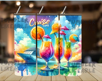 Cruise Time Bunte Tumbler Wrap, 20 Unzen Skinny, Skinny Tumbler PNG, Sublimation Design, sofortiger Download