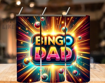Bingo, Dad Tumbler Wrap Bundle PNG, Bingo Bundle 20 oz Skinny Tumbler Diseño de sublimación, Descarga instantánea, InstantTumblerArt, Skinny.