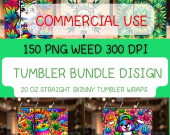 Paquete de vasos de marihuana, delgados de 20 oz, PNG, descarga instantánea, diseño de sublimación de 300 DPI