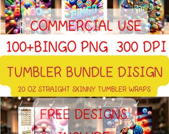 Bingo Tumbler Wrap Bundle PNG, Bingo Bundle 20 oz Skinny Tumbler Sublimation Design, Instant Download, InstantTumblerArt, Skinny Tumbler PNG