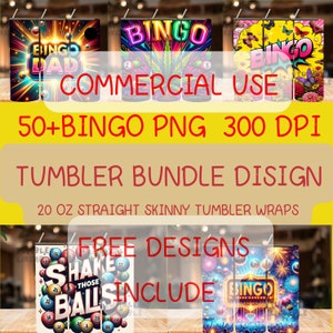 Bingo Tumbler Wrap Bundle: 20 oz Skinny Tumbler Design (PNG Digital Download)