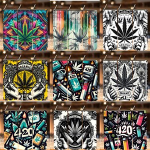 Weed Leaf Tumbler Wrap | 420 Cannabis Cup, Stoner Gift (Digital Download) image 3