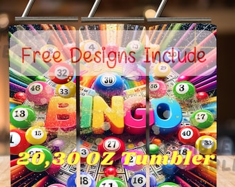Colorful Bingo Tumbler Wrap: 20oz Skinny Sublimation Design (PNG Digital Download)