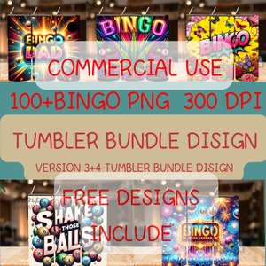 Bingo Tumbler Wrap Bundle: 20 oz Skinny Tumbler Sublimation Design (PNG Digital Download)