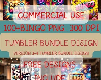 Bingo Tumbler Wrap Bundle: 20 oz Skinny Tumbler Sublimation Design (PNG Digital Download)