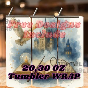 Magic World Tumbler Wrap, 20 Unzen 30 Unzen Skinny Tumbler Wrap PNG, gerade konisch, Fantasy World digitaler Download, 300 Dpi, Magical Castle Becher
