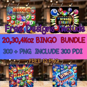 Bingo Tumbler Wrap Bundle: 20 oz Skinny Tumbler Sublimation Design (PNG, Instant Download)