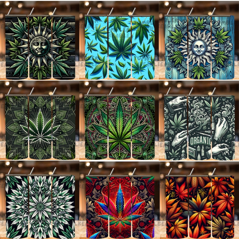 Weed Leaf Tumbler Wrap | 420 Cannabis Cup, Stoner Gift (Digital Download) image 7