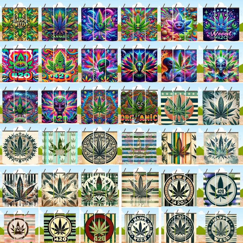 Vaso de marihuana de 20 oz con envoltorio de hoja de marihuana / Vaso de regalo de cannabis / Descarga digital para fumetas. Vaso de marihuana de 20 oz: vaso psicodélico de cannabis para regalo de fumetas. imagen 3