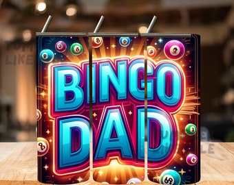 Bingo, Dad Tumbler Wrap Bundle PNG, Bingo Bundle 20 oz Skinny Tumbler Diseño de sublimación, Descarga instantánea, InstantTumblerArt, Skinny.