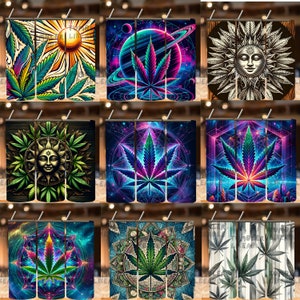 Weed Leaf Tumbler Wrap | 420 Cannabis Cup, Stoner Gift (Digital Download) image 4
