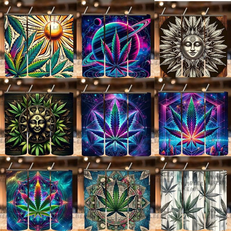 Weed Leaf Tumbler Wrap | 420 Cannabis Cup, Stoner Gift (Digital Download) image 4