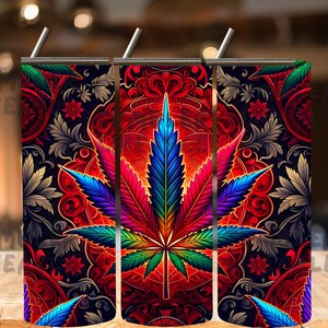 Weed Leaf 20oz Tumbler Wrap | Cannabis Gift Cup | Stoner Digital DownloadWeed Tumbler 20 oz – Trippy Cannabis Cup for Stoner Gift,bundle image 9