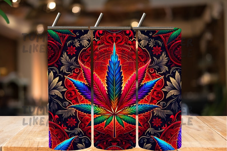 Weed Leaf 20oz Tumbler Wrap | Cannabis Gift Cup | Stoner Digital DownloadWeed Tumbler 20 oz – Trippy Cannabis Cup for Stoner Gift,bundle image 9