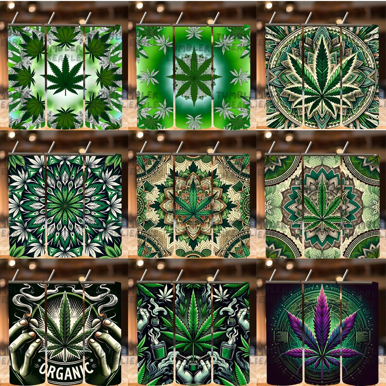 Weed Leaf 20oz Tumbler Wrap | Cannabis Gift Cup | Stoner Digital DownloadWeed Tumbler 20 oz – Trippy Cannabis Cup for Stoner Gift,bundle image 6