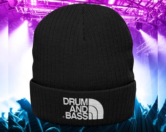 DRUM AND BASS Bestickte Strickmütze, DNB Rave Mütze, edm Musikfestival Bekleidung