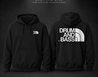 DRUM AND BASS Hoodie, DnB Streetwear Pullover, Junglist Rave Bass Music Hoodie