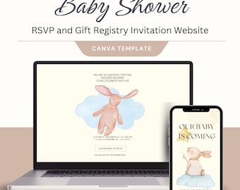 Baby Shower Website Template: RSVP, Gift Registry, Digital Invitation - Babyshower Evite, Personalized Canva Invites – Customizable Website