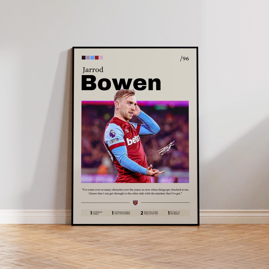jarrod-bowen-poster-art-print-bowen-west-ham-soccer-wall-decor