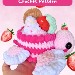 Patrón de crochet de tortuga de pastel con aderezos