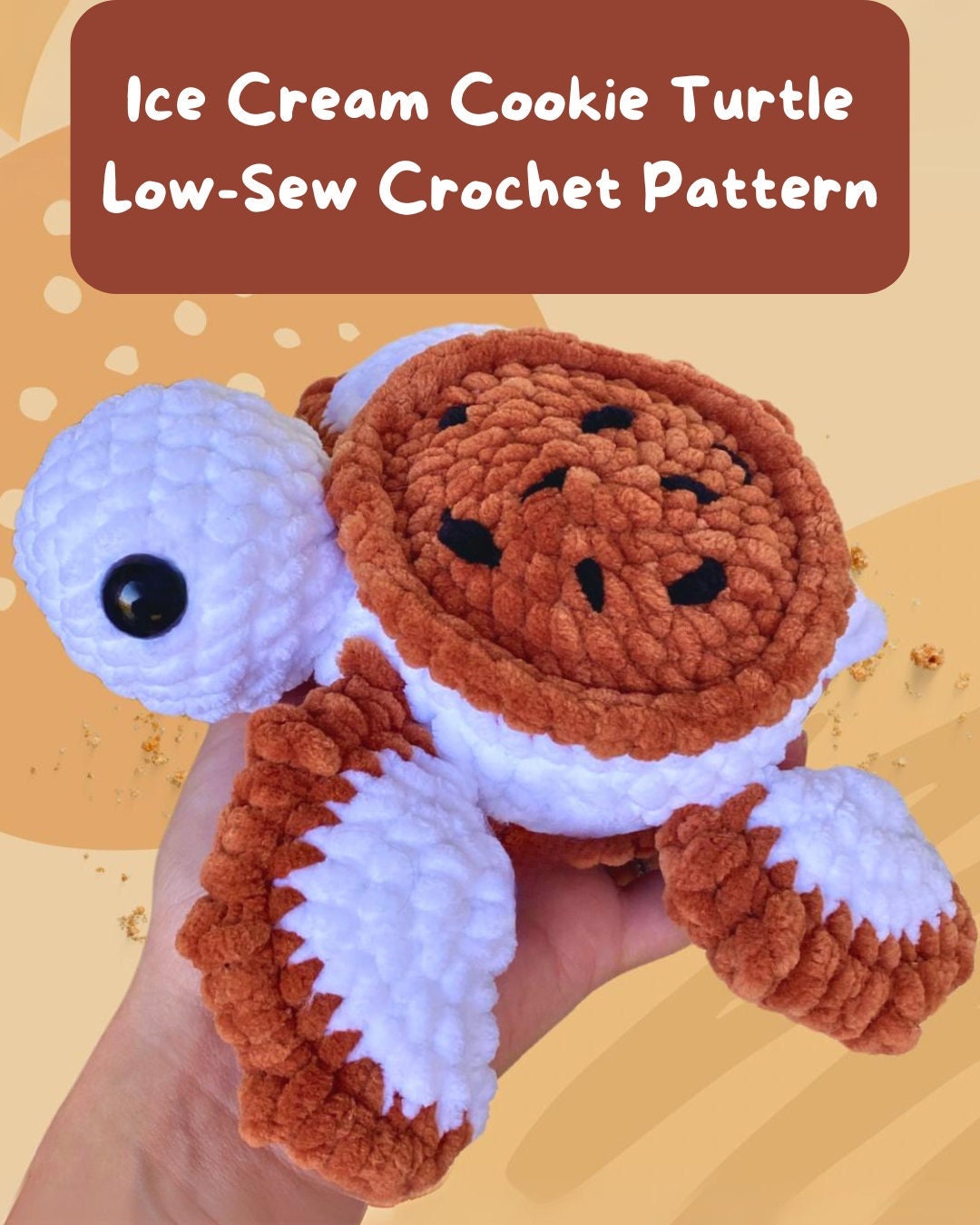 Ice Cream Cookie Turtle Low-sew Crochet Pattern - Etsy