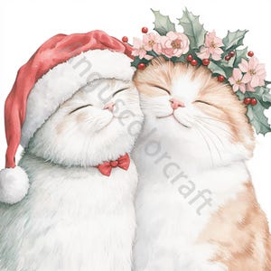10 grillige kerst katten clipart, eigenzinnige kitten, digitale clipart, aquarel clipart jpg&#39;s, afdrukbare clipart, digitale download, ambachten