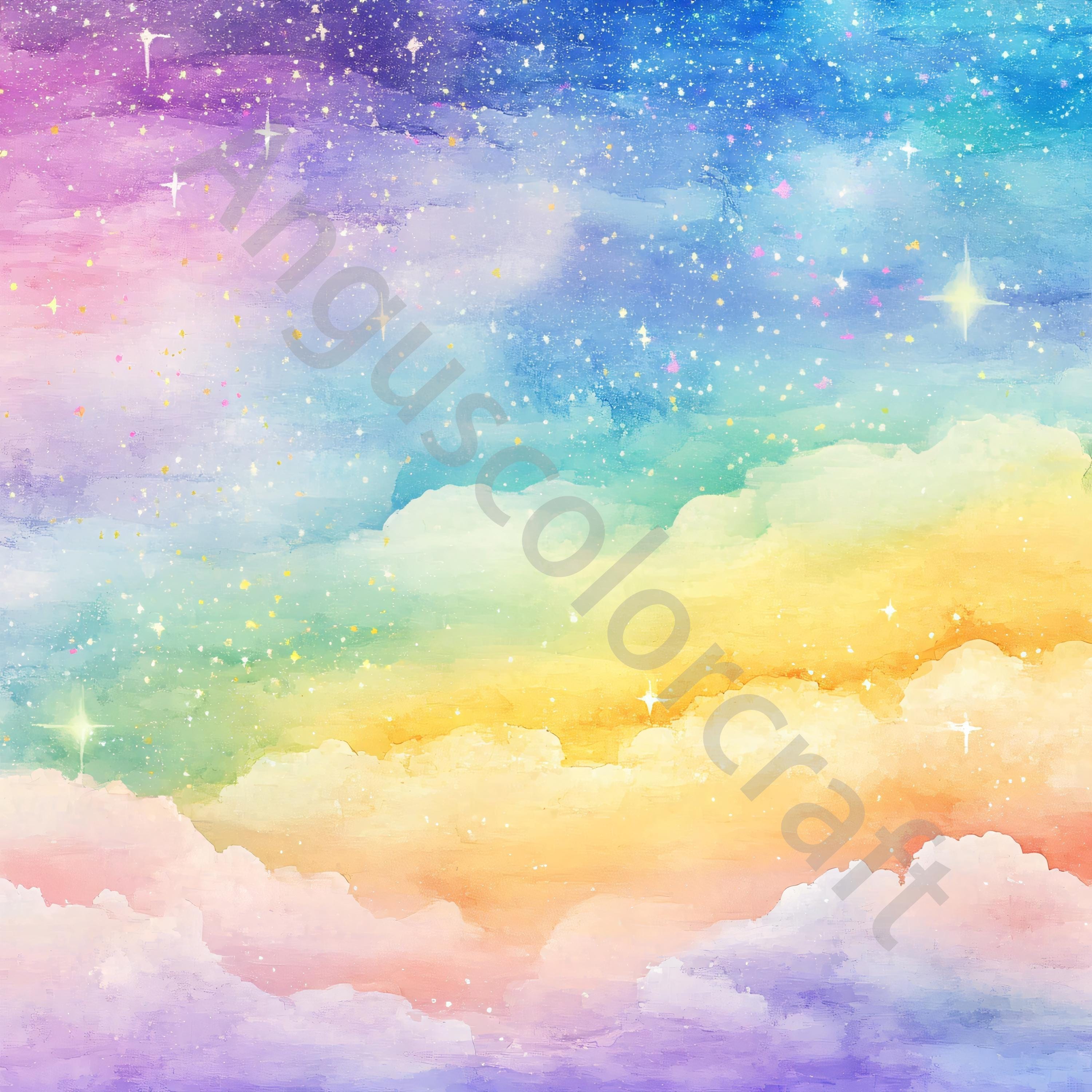 カラフルな星空のクリップアート、カラフルな雲、商用利用可能