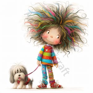14 Boy with Dog Clip art, Commercial Use, Whimsical Ephemera, Watercolor Clipart JPGs, Instant Download, Fantasy Junk Journal, Paper Craft