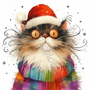 Image clipart père Noël original 10 fichiers JPG aquarelle haute résolution, journal indésirable, scrapbooking, fabrication de cartes, kit de téléchargement numérique, fantastique, fantaisiste