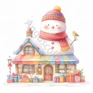Christmas Shop Clip Art 10 wysokiej rozdzielczości akwarelowe JPG Junk Journaling, Scrapbooking, Tworzenie kartek, Pobierz Digital Camper, Fantazja, Kapryśny