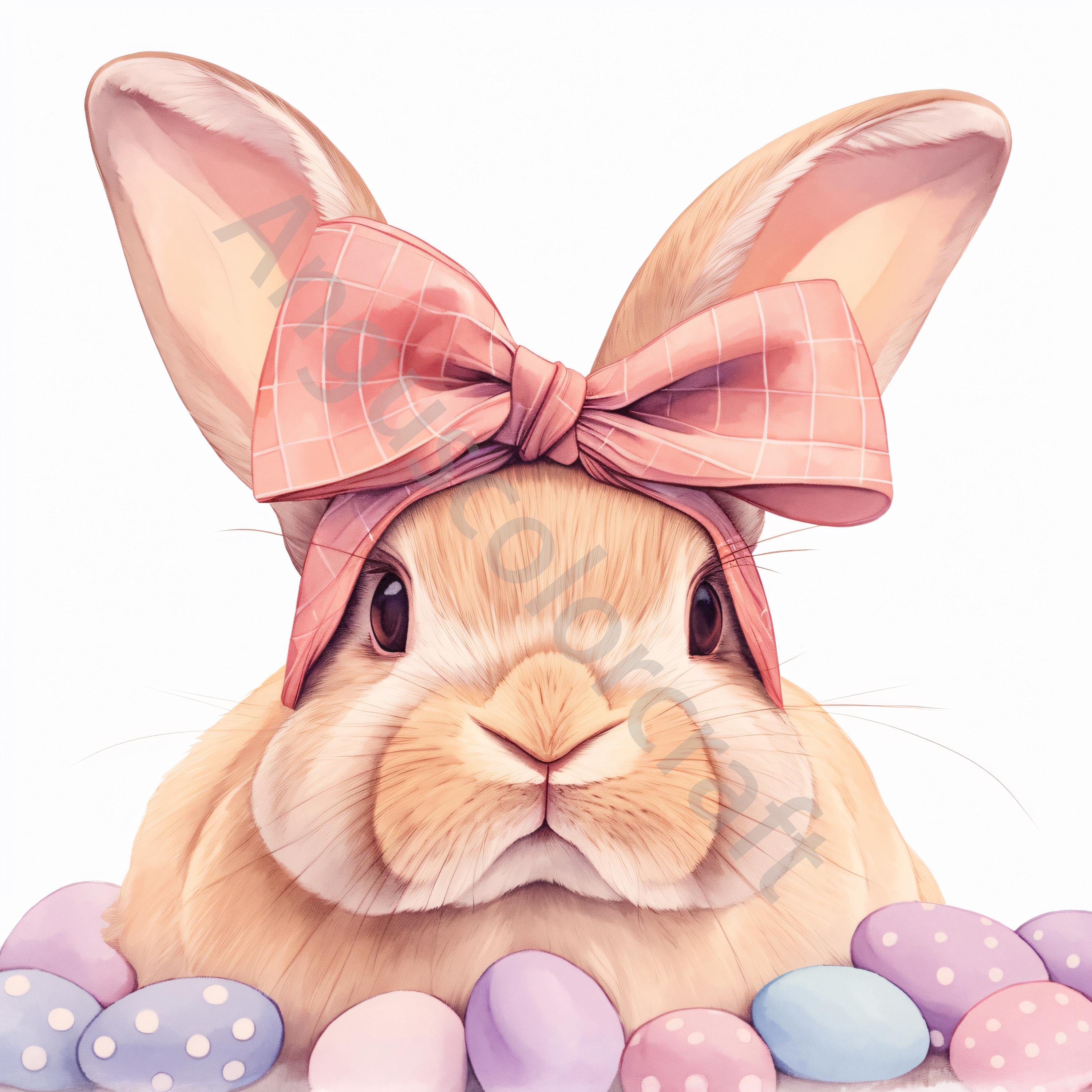 10 Cute Easter Bunny Clip Art, Watercolor Clipart JPG, Junk Journaling ...