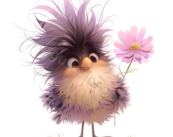 15 Cute Whimsical Bird Clipart, Funny Bird Clipart, High Quality jpgs, Digital Download, Watercolor Clipart, Printables, Commercial License