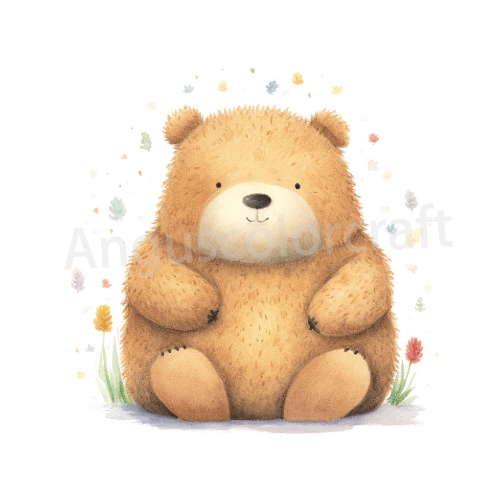 16種類の太ったクマのクリップアート、ベビーシャワーのクリップアート