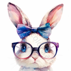 16 simpatici occhiali Bunny Clipart, Clipart di coniglio, clipart acquerello stampabile, JPG di alta qualità, download digitale, artigianato di carta, diari spazzatura