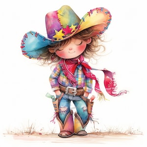 10 cliparts cowboy décalé JPG, clipart aquarelle, journal indésirable, scrapbooking, fabrication de cartes, téléchargement numérique, garçon mignon fantaisiste fantastique