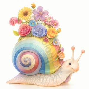 Clipart escargot, images d'escargots de jardin, 10 cliparts aquarelle, JPG imprimable, téléchargement immédiat, usage commercial, créations en papier, fantaisiste, fantastique