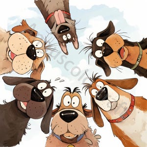 10 Quirky Dogs Photo Clip Art, Watercolor Clipart JPG, Junk Journal, Scrapbook, Card Making, Digital Download, Fantasy, Whimsical Puppy