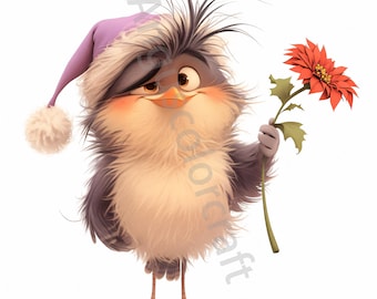12 Skurrile Weihnachtsvogel Clipart, lustiger Vogel, JPGs, digitaler Download, Aquarell Clipart, kommerzielle Lizenz