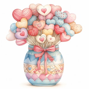 10 vases d'amour coeur clipart, clipart aquarelle JPG, journal indésirable, scrapbooking, fabrication de cartes, téléchargement numérique, fantaisie, coeur lunatique