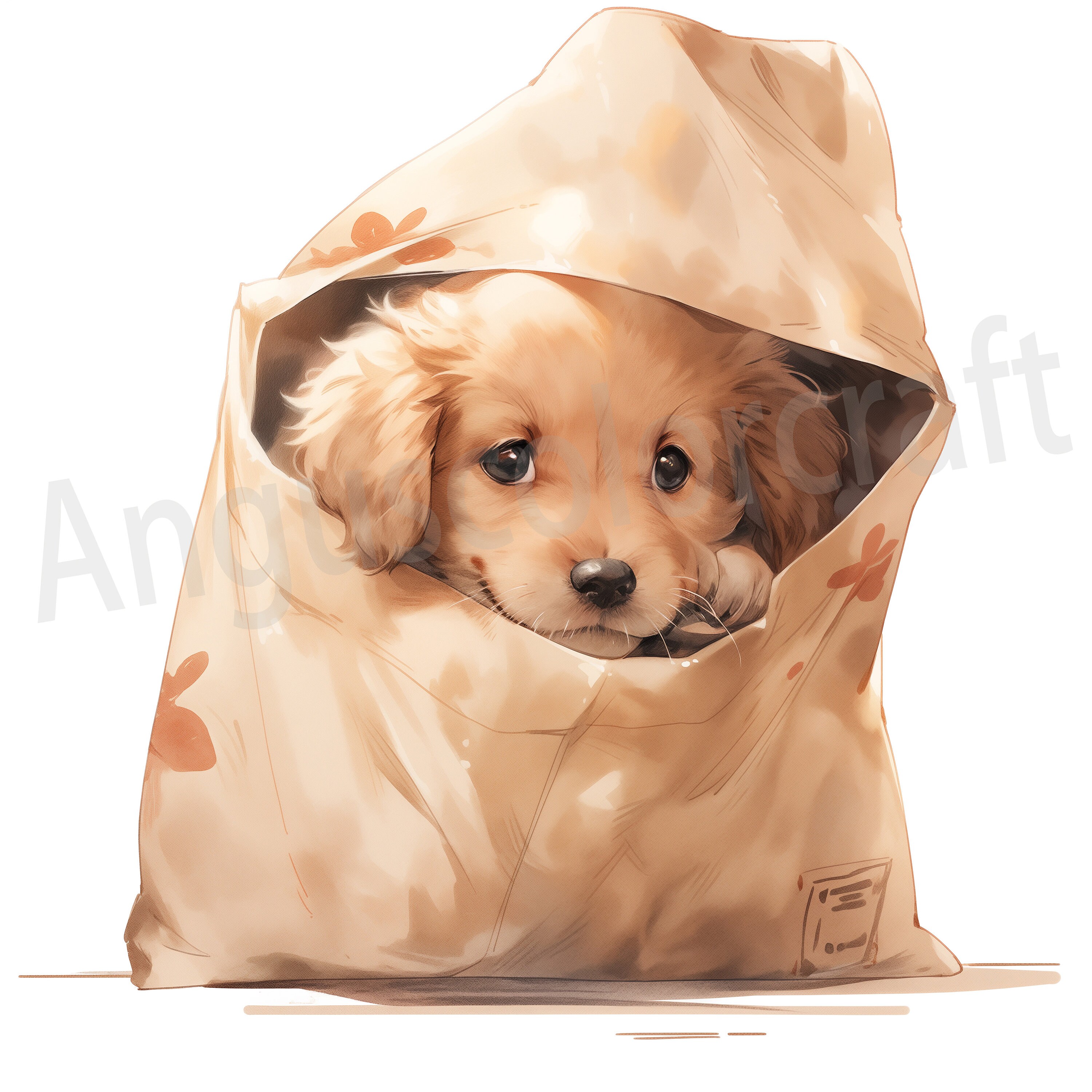 Golden Retriever Puppy Clipart – Cute Dog Jpgs for Crafts (digital ...