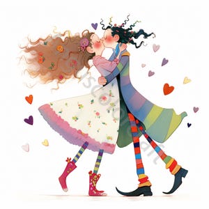 10 cliparts originaux pour la Saint-Valentin, aquarelle Clipart JPG, journal indésirable, scrapbooking, fabrication de cartes, téléchargement numérique, fantaisie lunatique amour