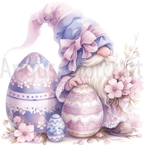 Acquerello Pasqua Gnome Clipart -20JPG di alta qualità, Carta per album, Riviste, Carta di supporto, Sublimazione, Creazione di carte, Download digitale