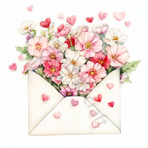 Paquete de imágenes prediseñadas de cartas de amor Shabby Chic: 10 archivos JPG de acuarela de alta resolución para diarios basura, álbumes de recortes, manualidades y descargas digitales para el día de San Valentín
