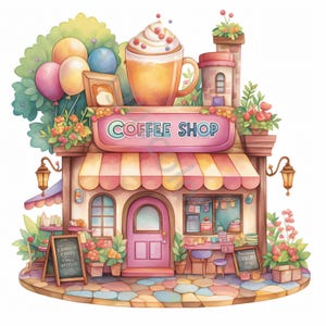 Clip art café original 10 haute résolution JPG aquarelle Junk Journal, scrapbooking, fabrication de cartes, téléchargement numérique camping-car, fantastique, fantaisiste