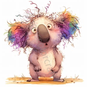 10 Quirky Koala Clip Art, Watercolor Clipart JPG, Junk Journaling, Scrapbook, Card Making, Digital Download, Fantasy, Whimsical Funny Koala