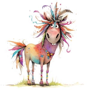 10 lustige, wunderliche Esel Clipart, bunte Esel Clipart, JPG, digitaler Download, Aquarell Tier Clipart, Printables, kommerzielle Lizenz